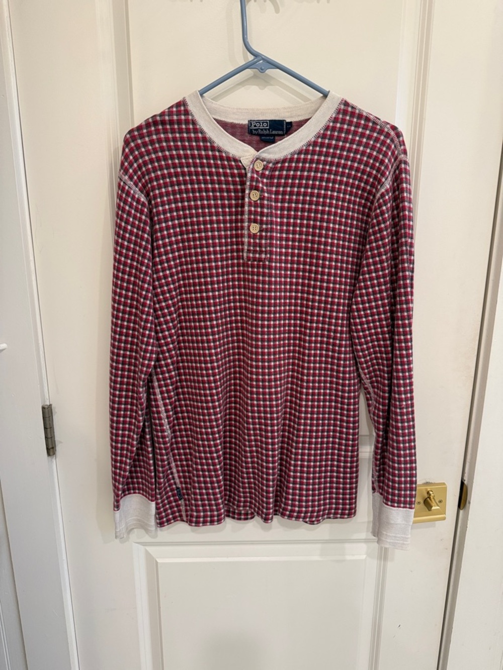 RARE Vintage Polo by Ralph Lauren Red and White Plaid Henley